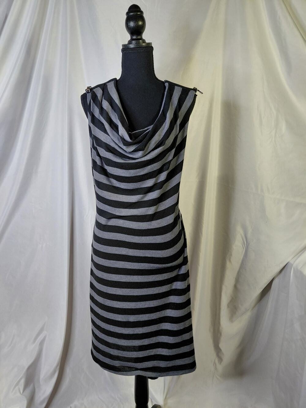 CAVI BLACK AND GRAY COWL NECK DRESS